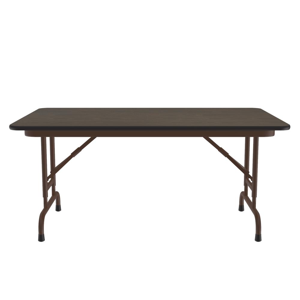 Adjustable Height Econoline Melamine Top Folding Table, 30x48", RECTANGULAR, WALNUT BROWN. Picture 1