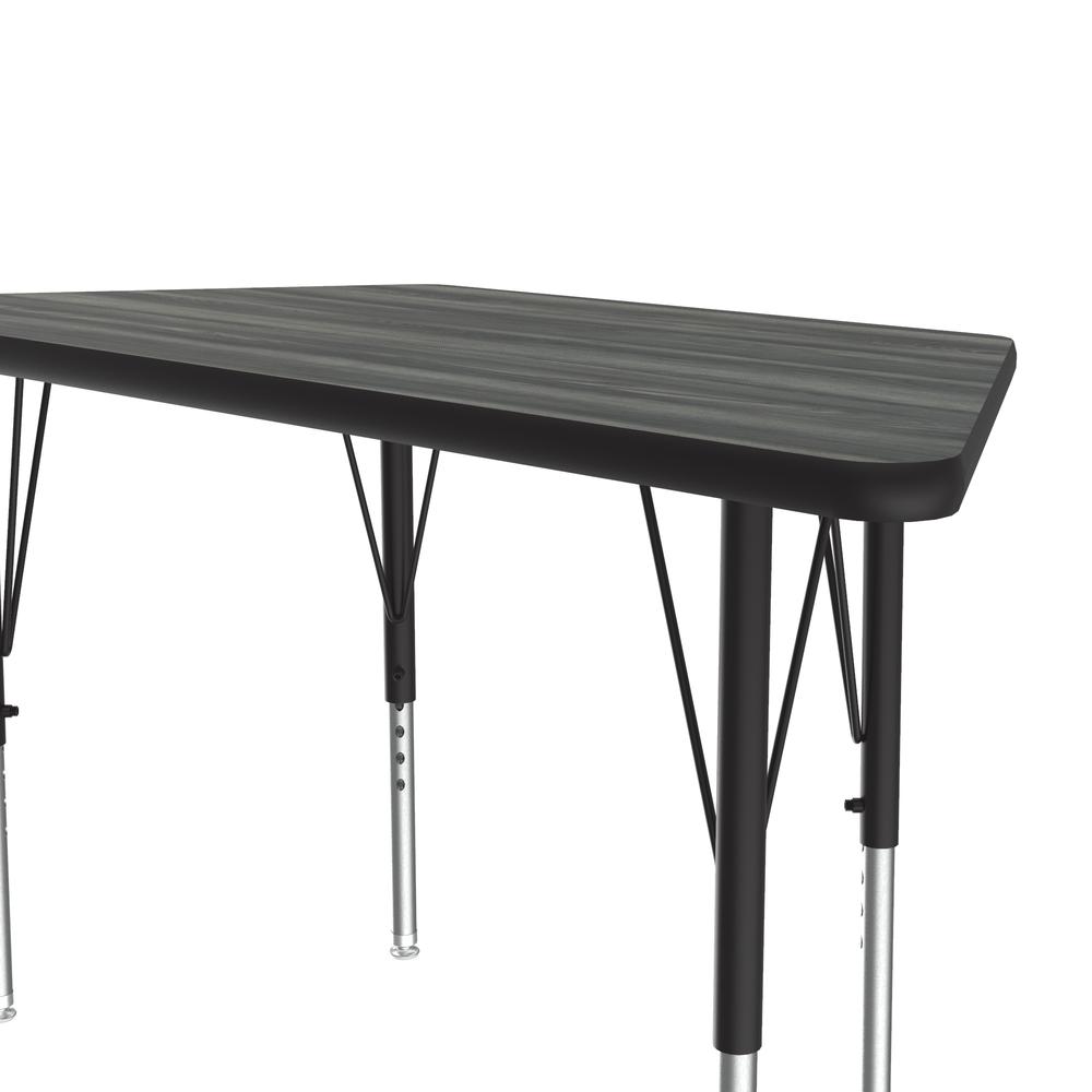 Deluxe High-Pressure Top Activity Tables, 24x48", TRAPEZOID, NEW ENGLAND DRIFTWOOD, BLACK/CHROME. Picture 6