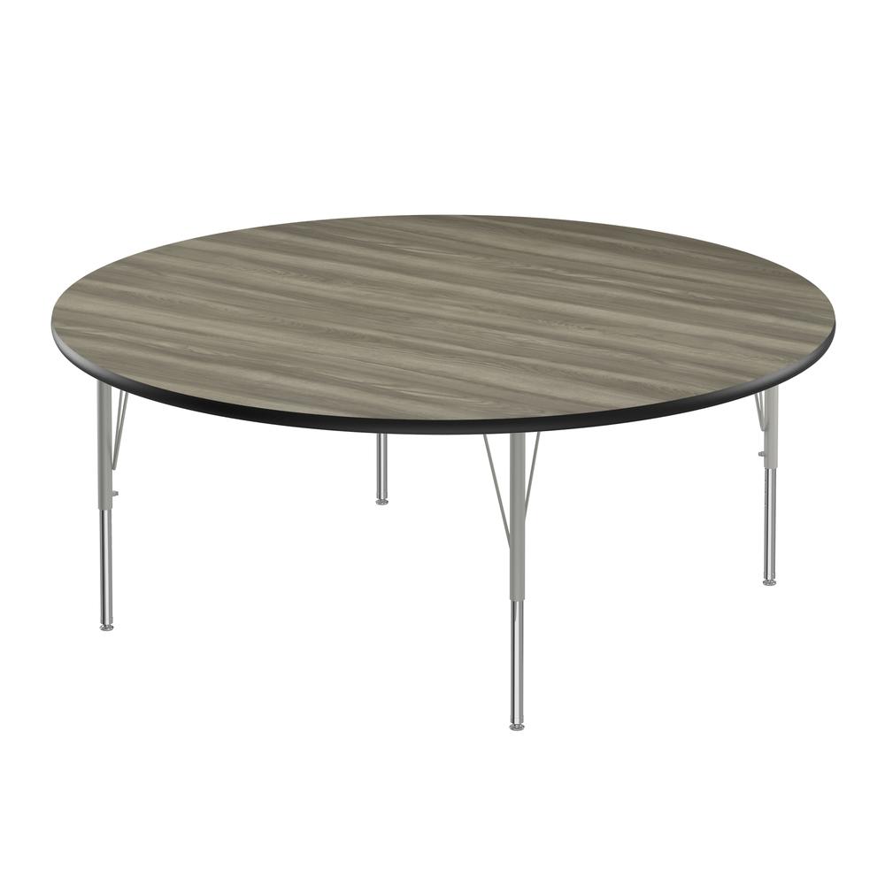 Deluxe High-Pressure Top Activity Tables 60x60", ROUND NEW ENGLAND DRIFTWOOD SILVER MIST. Picture 4