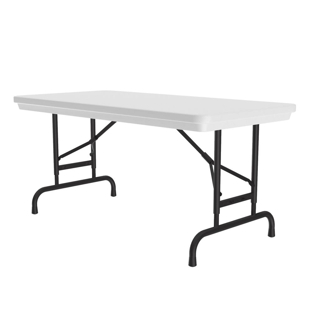 Adjustable Height Commercial Blow-Molded Plastic Folding Table, 24x48" RECTANGULAR GRAY GRANITE, BLACK. Picture 6
