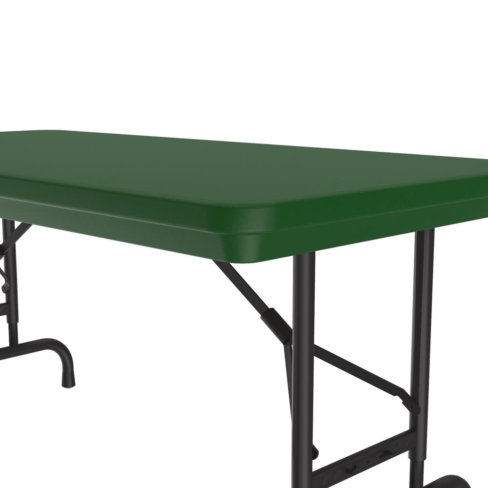 Adjustable Height Commercial Blow-Molded Plastic Folding Table 24x48" RECTANGULAR, GREEN BLACK. Picture 5