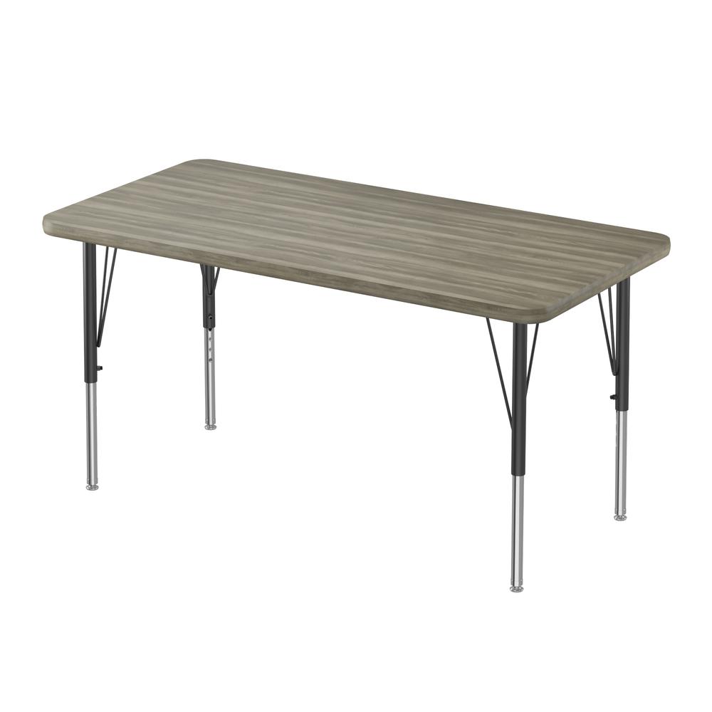 Deluxe High-Pressure Top Activity Tables, 24x60" RECTANGULAR NEW ENGLAND DRIFTWOOD, BLACK/CHROME. The main picture.