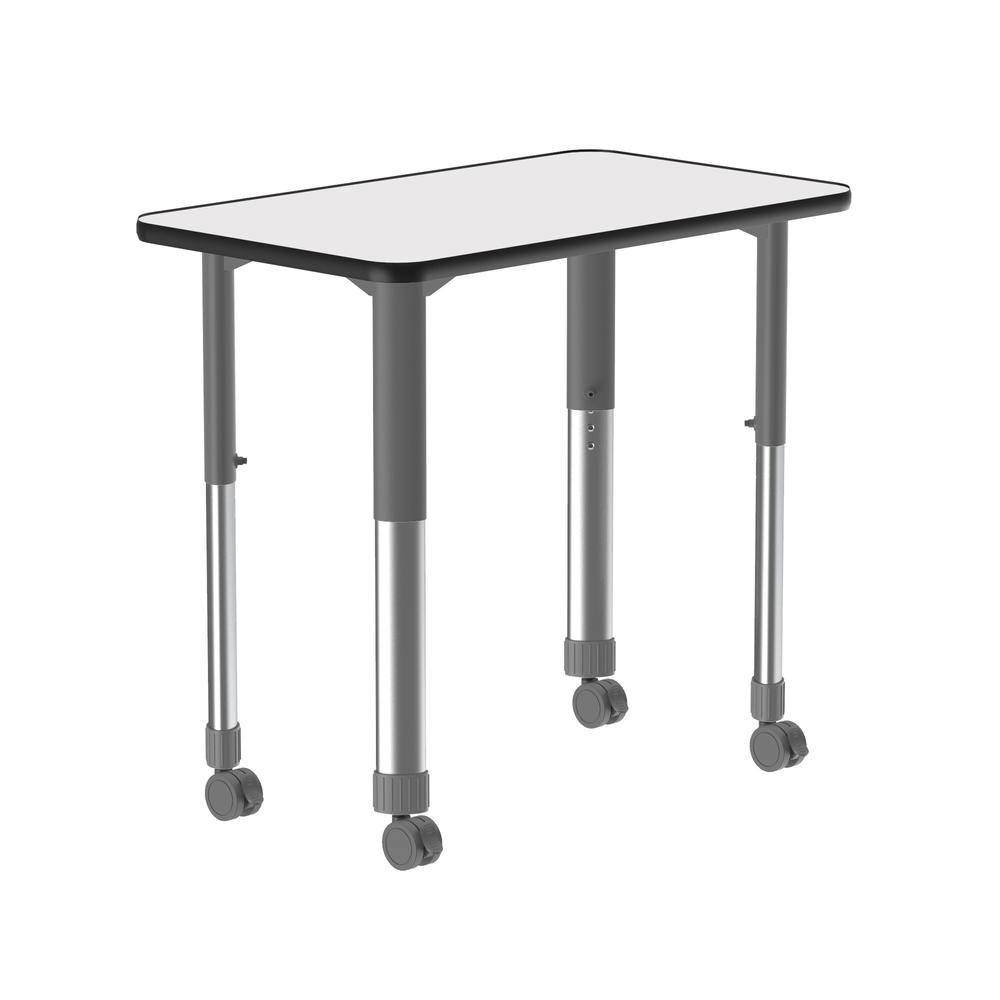 Markerboard-Dry Erase High Pressure Collaborative Desk with Casters, 34x20", RECTANGULAR, FROSTY WHITE, GRAY/CHROME. Picture 4