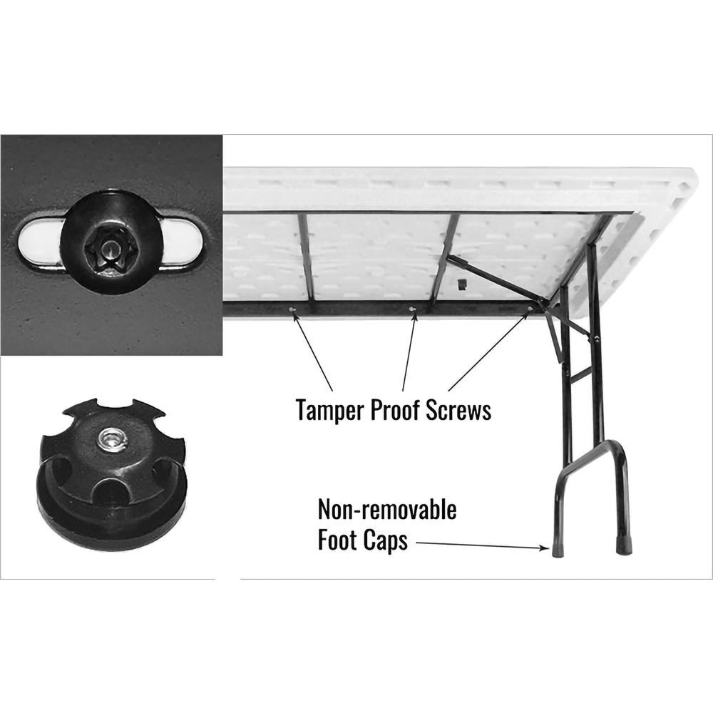 Correctional Facility Tamper-Resistant Commercial Blow-Molded Plastic Folding Tables 60x60", ROUND GRAY GRANITE BLACK. Picture 4
