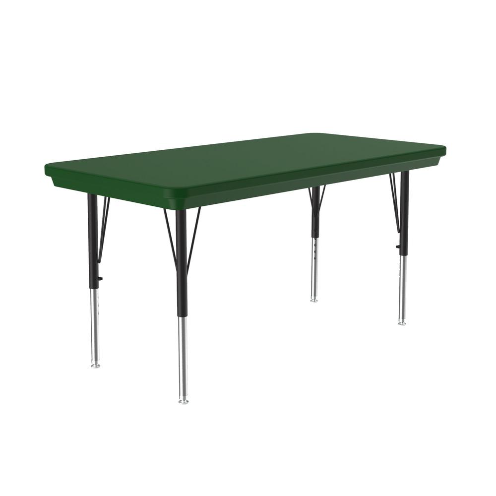 Commercial Blow-Molded Plastic Top Activity Tables 24x48", RECTANGULAR GREEN , BLACK/CHROME. Picture 1