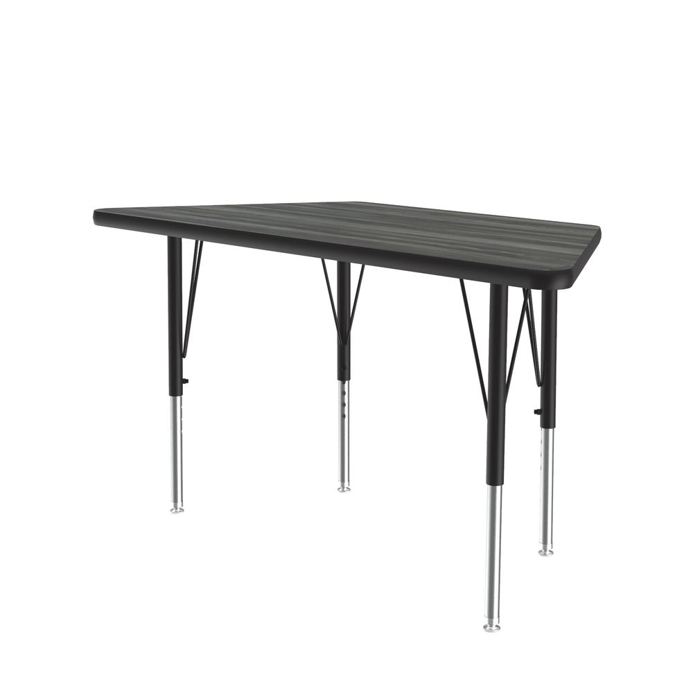 Deluxe High-Pressure Top Activity Tables, 24x48", TRAPEZOID, NEW ENGLAND DRIFTWOOD, BLACK/CHROME. Picture 1
