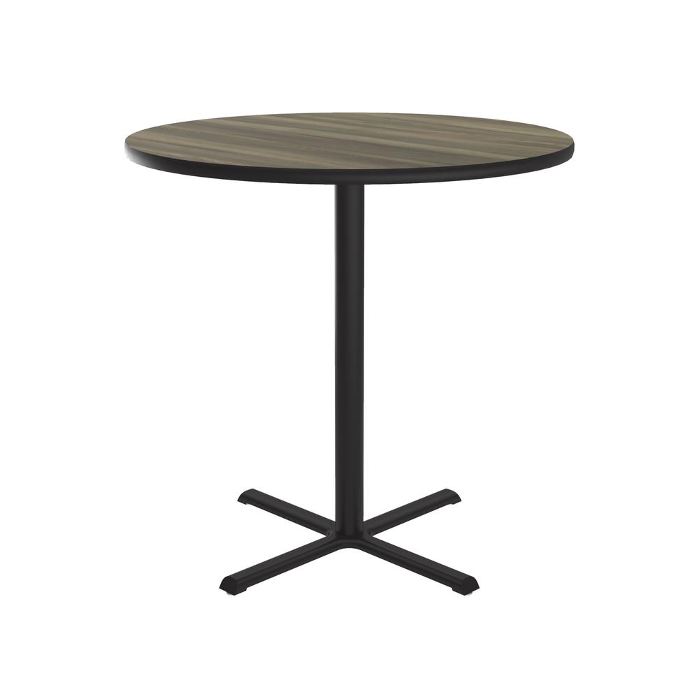 Bar Stool/Standing Height Deluxe High-Pressure Café and Breakroom Table 42x42", ROUND COLONIAL HICKORY, BLACK. Picture 1