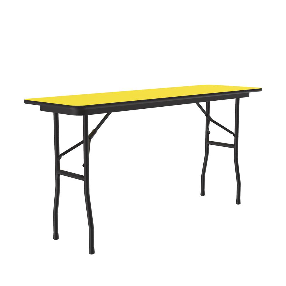 Deluxe High Pressure Top Folding Table, 18x96", RECTANGULAR YELLOW BLACK. Picture 4