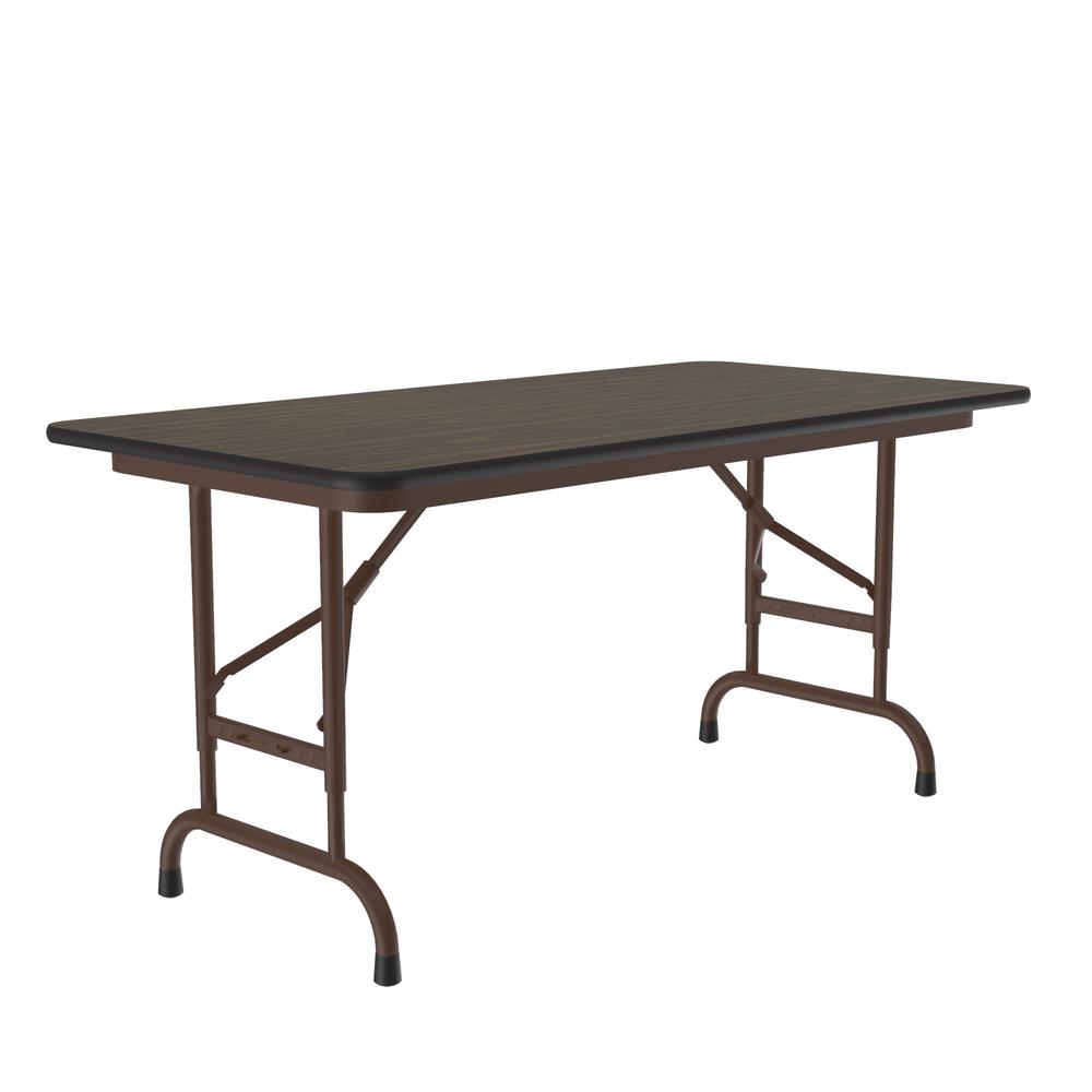 Adjustable Height Econoline Melamine Top Folding Table, 24x48", RECTANGULAR WALNUT BROWN. Picture 2