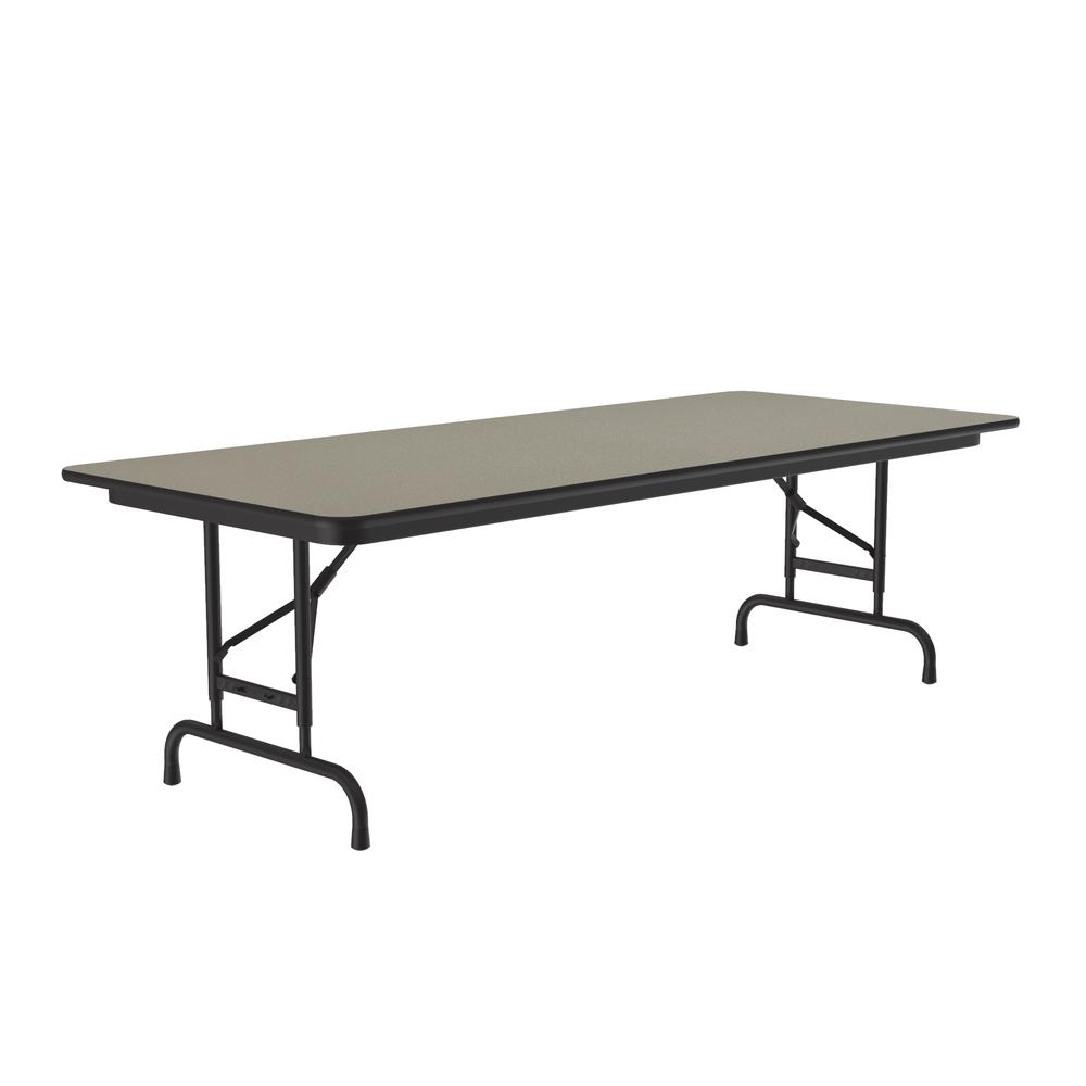 Adjustable Height High Pressure Top Folding Table, 30x60", RECTANGULAR, SAVANNAH SAND, BLACK. Picture 3