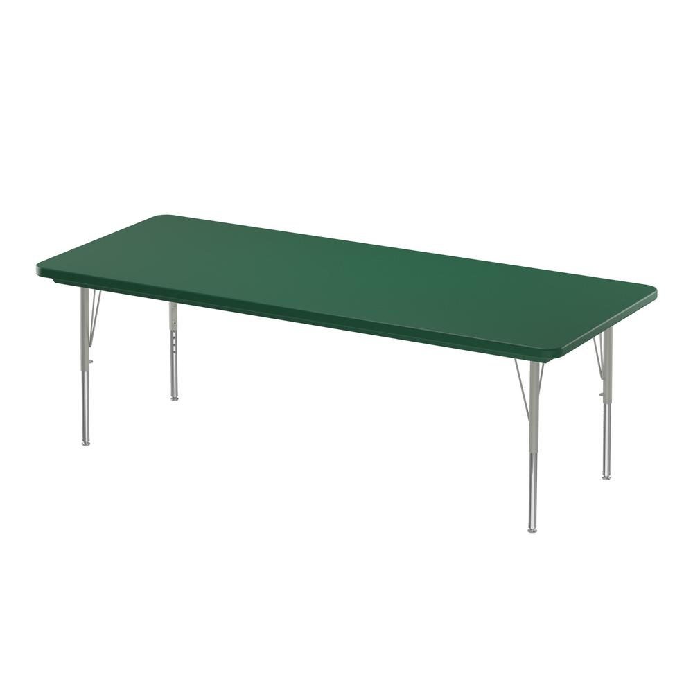 Commercial Blow-Molded Plastic Top Activity Tables, 30x72" RECTANGULAR, GREEN  SILVER MIST. Picture 2