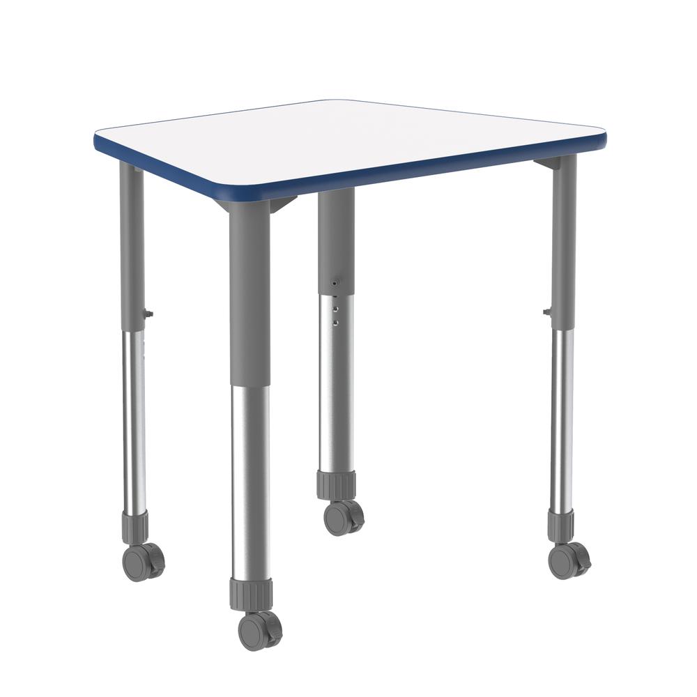 Markerboard-Dry Erase High Pressure Collaborative Desk with Casters, 33x23", TRAPEZOID FROSTY WHITE GRAY/CHROME. Picture 2