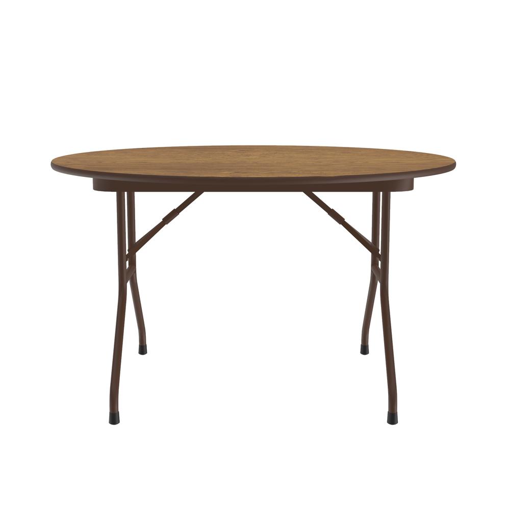 Econoline Melamine Top Folding Table, 48x48", ROUND, MED OAK, BROWN. Picture 2