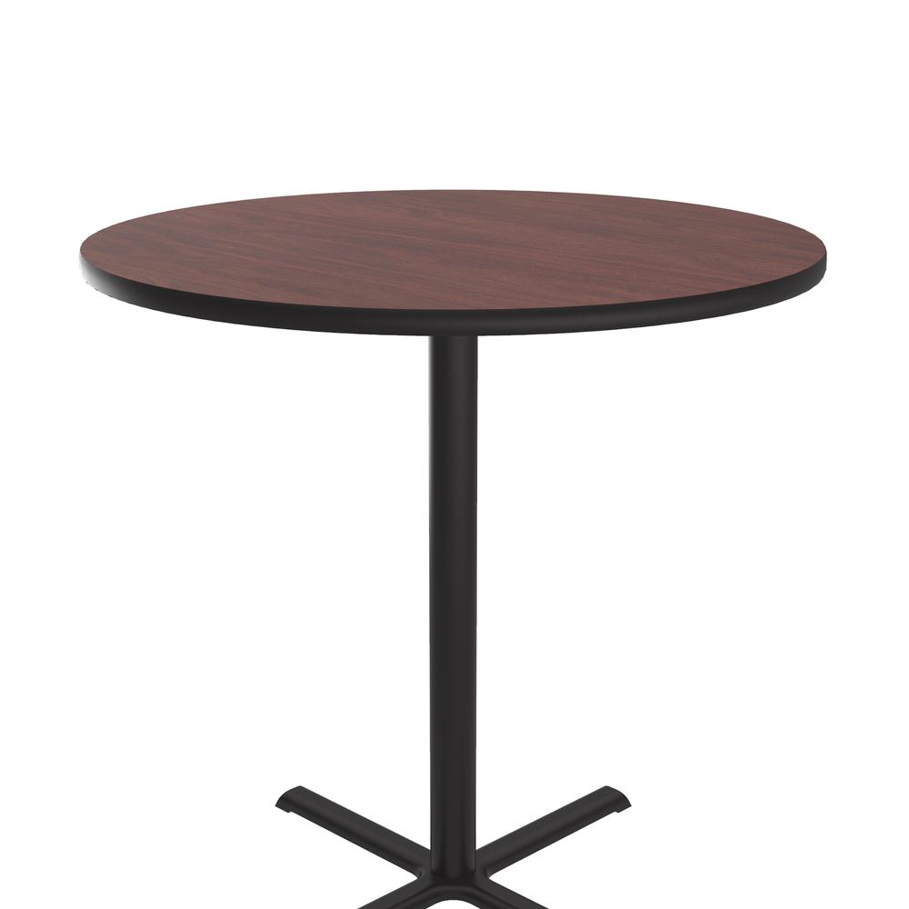 Bar Stool/Standing Height Deluxe High-Pressure Café and Breakroom Table, 42x42" ROUND MAHOGANY, BLACK. Picture 4