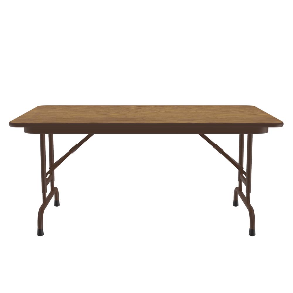 Adjustable Height High Pressure Top Folding Table 30x48" RECTANGULAR, MED OAK, BROWN. Picture 8