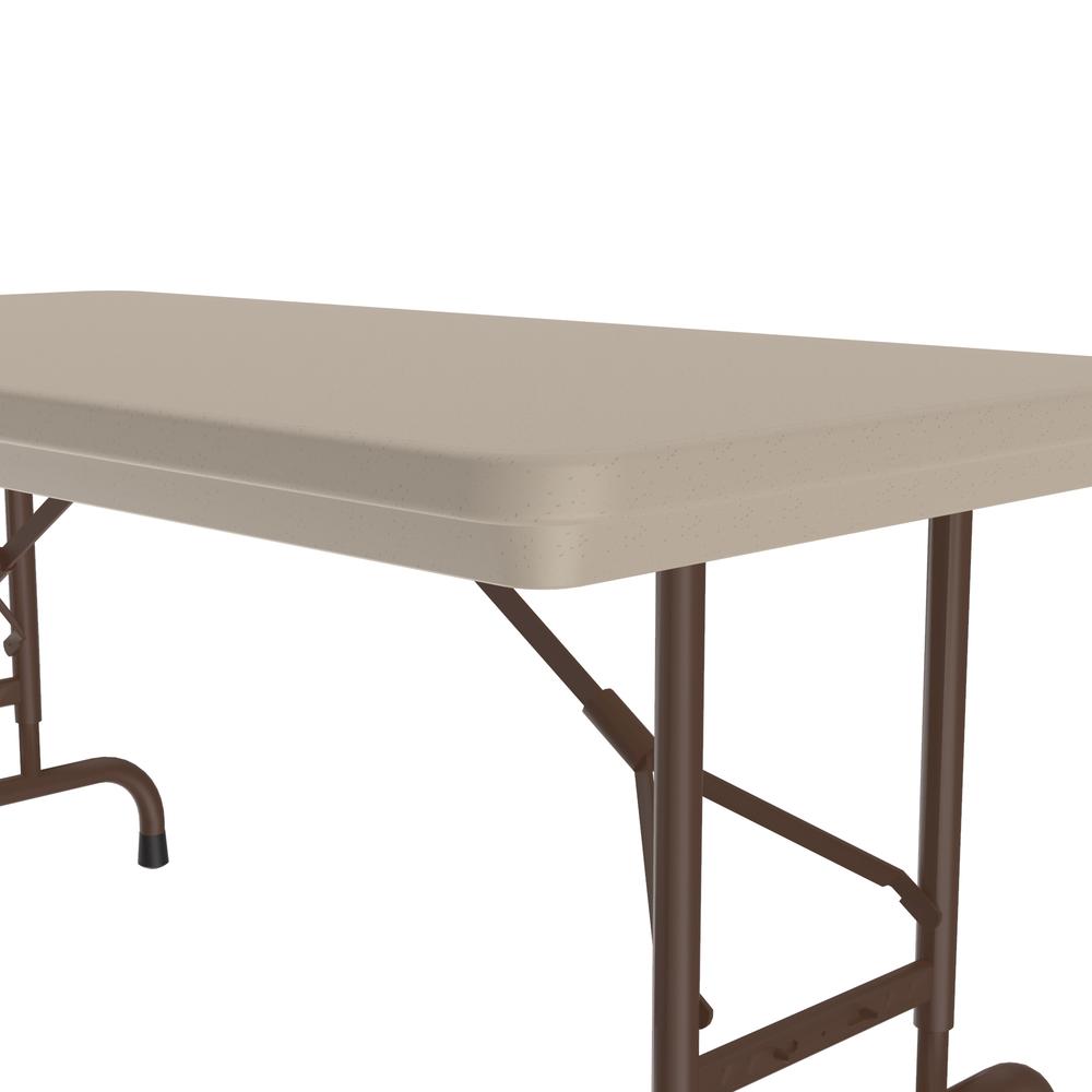 Adjustable Height Commercial Blow-Molded Plastic Folding Table 24x48" RECTANGULAR, MOCHA GRANITE BROWN. Picture 2