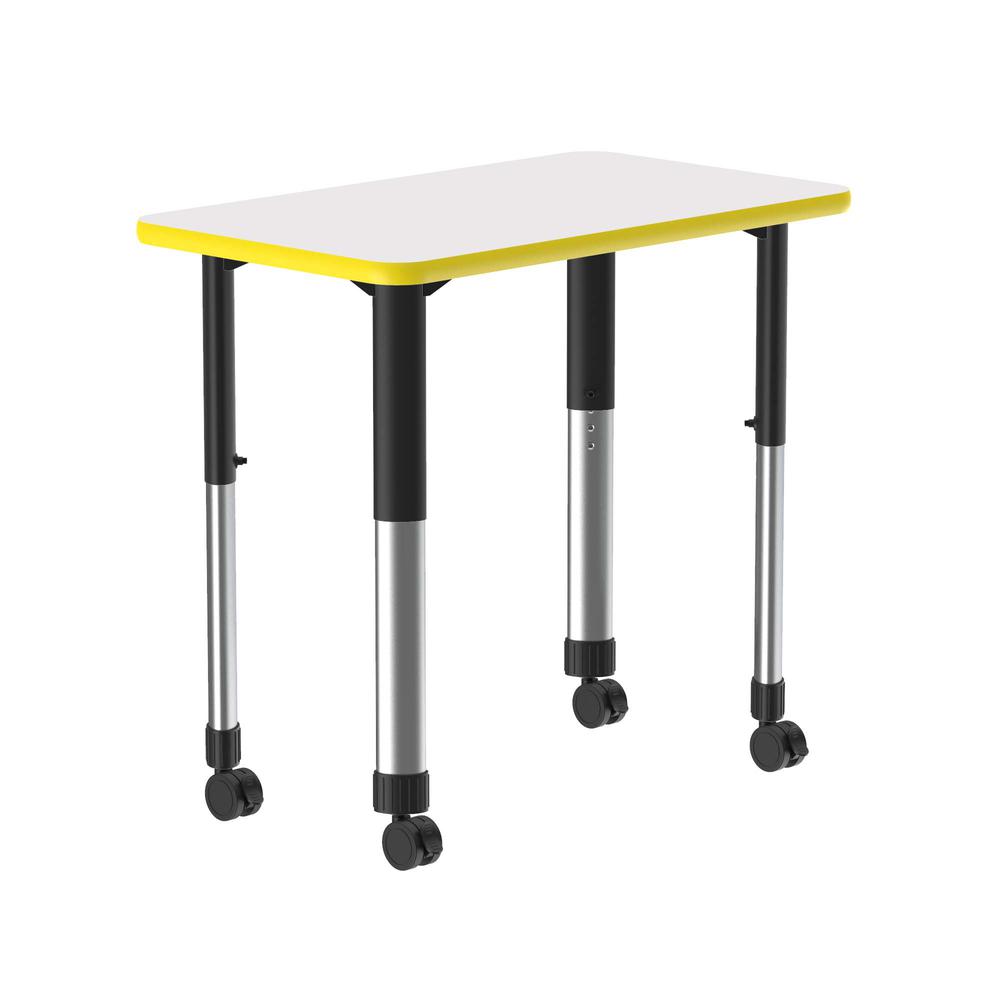 Markerboard-Dry Erase High Pressure Collaborative Desk with Casters 34x20", RECTANGULAR FROSTY WHITE, BLACK/CHROME. Picture 1