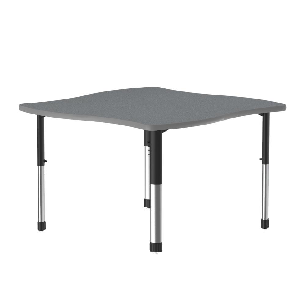Commercial Lamiante Top Collaborative Desk 42x42", SWERVE GRAY GRANITE, BLACK/CHROME. Picture 2