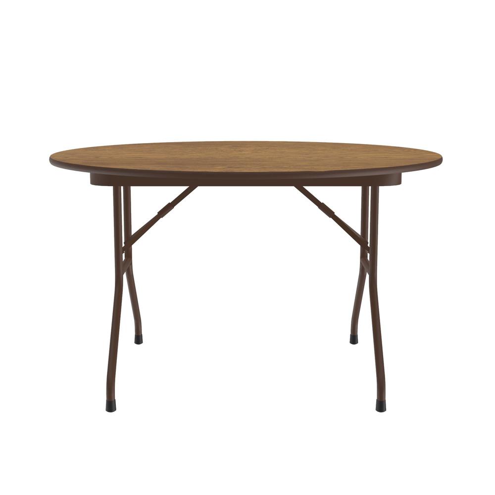 Deluxe High Pressure Top Folding Table 48x48", ROUND, MED OAK, BROWN. Picture 5