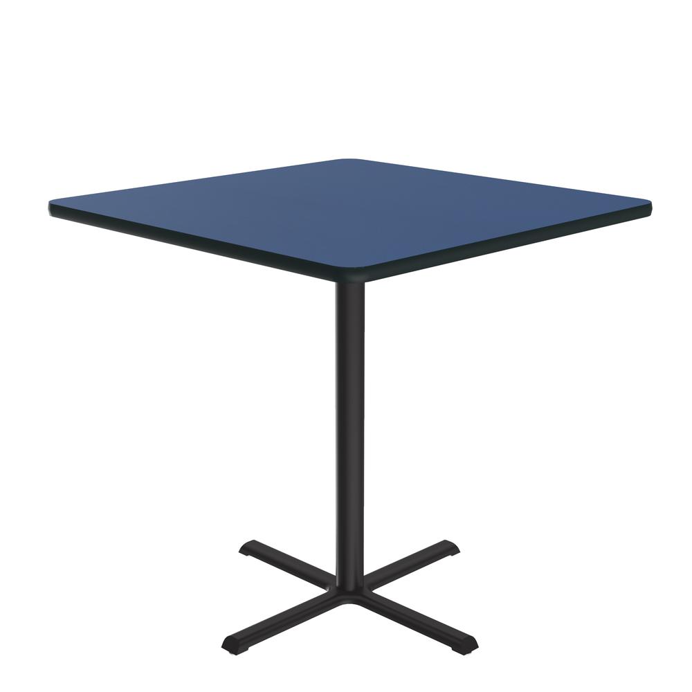 Bar Stool/Standing Height Deluxe High-Pressure Café and Breakroom Table, 42x42" SQUARE BLUE, BLACK. Picture 1