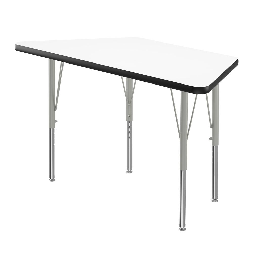 Deluxe High-Pressure Top Activity Tables 24x48" TRAPEZOID WHITE, SILVER MIST. Picture 1