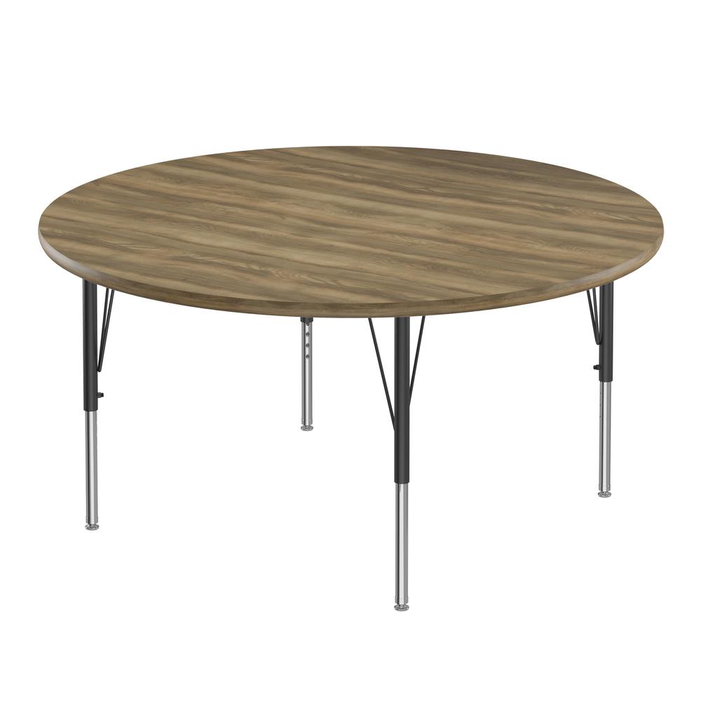 Deluxe High-Pressure Top Activity Tables, 48x48" ROUND COLONIAL HICKORY, BLACK/CHROME. Picture 1