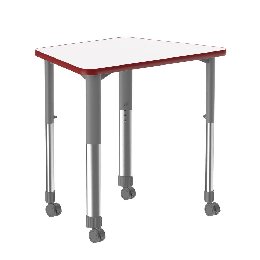 Markerboard-Dry Erase High Pressure Collaborative Desk with Casters, 33x23" TRAPEZOID FROSTY WHITE GRAY/CHROME. Picture 3