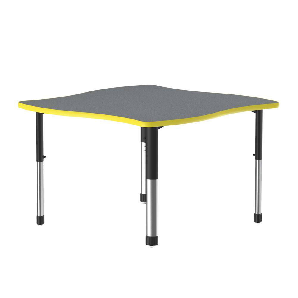 Commercial Lamiante Top Collaborative Desk, 42x42", SWERVE, GRAY GRANITE, BLACK/CHROME. Picture 4