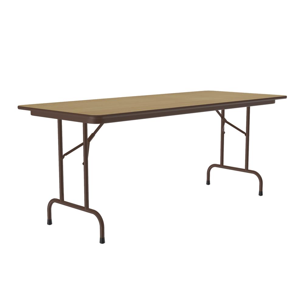 Deluxe High Pressure Top Folding Table, 30x72" RECTANGULAR FUSION MAPLE BROWN. Picture 2