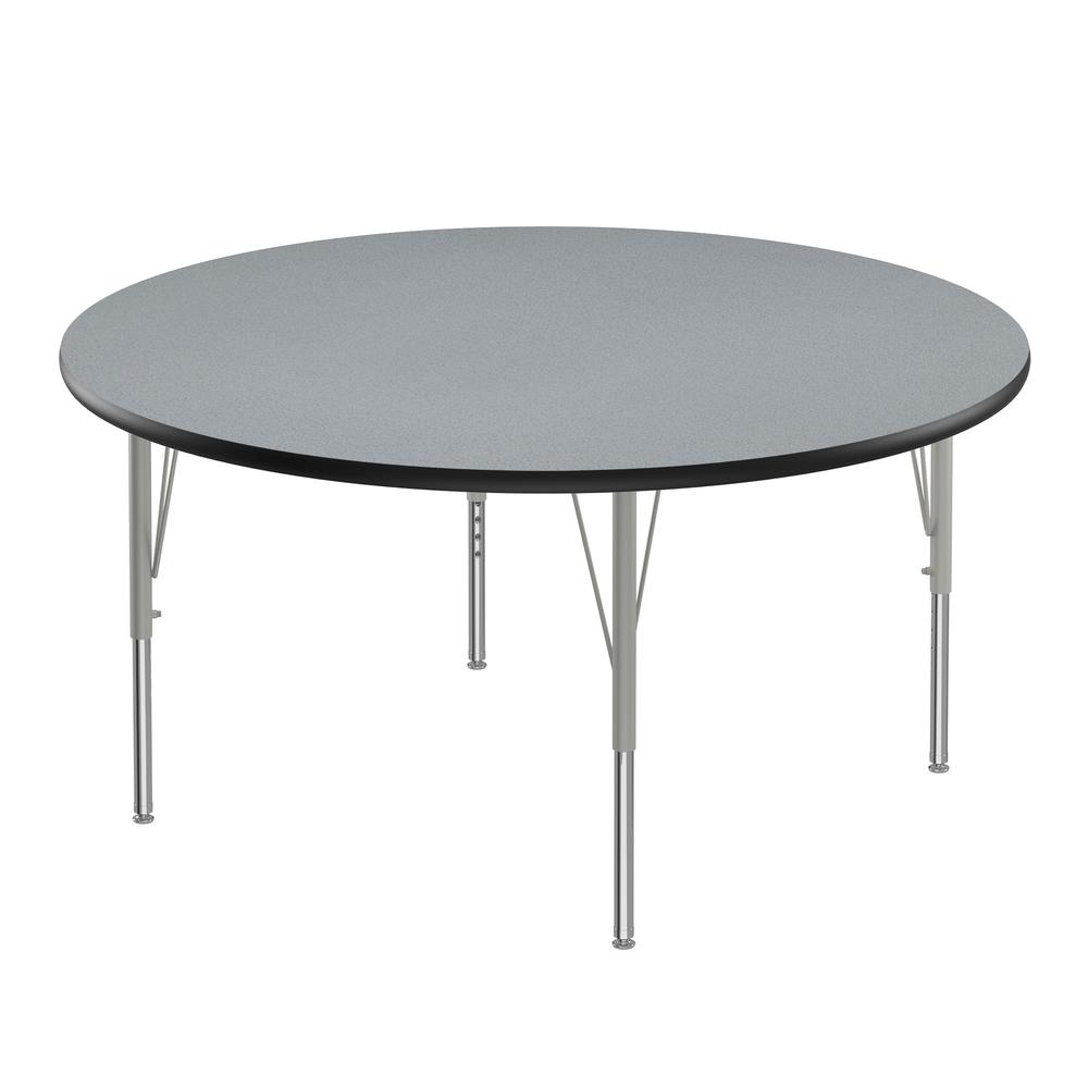 Deluxe High-Pressure Top Activity Tables, 48x48 ROUND GRAY GRANITE, SILVER MIST. Picture 1