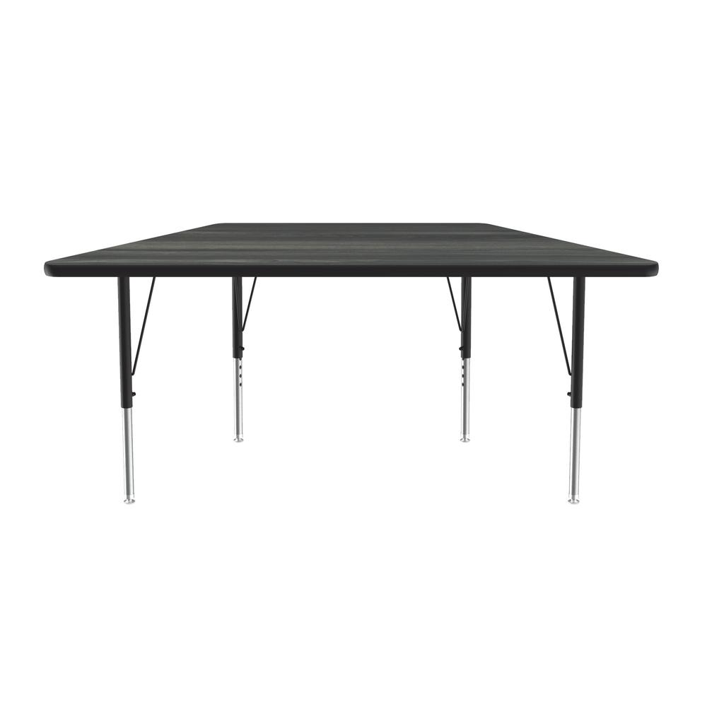 Deluxe High-Pressure Top Activity Tables, 30x60" TRAPEZOID, NEW ENGLAND DRIFTWOOD BLACK/CHROME. Picture 4