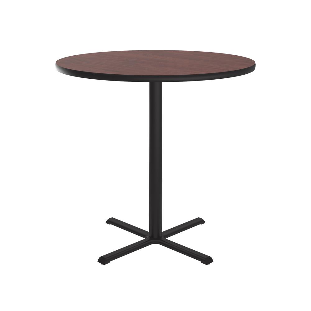 Bar Stool/Standing Height Deluxe High-Pressure Café and Breakroom Table, 42x42" ROUND MAHOGANY, BLACK. Picture 8