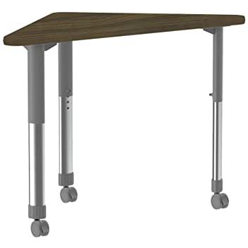 Deluxe High Pressure Collaborative Desk with Casters 41x23", WING WALNUT GRAY/CHROME. Picture 1