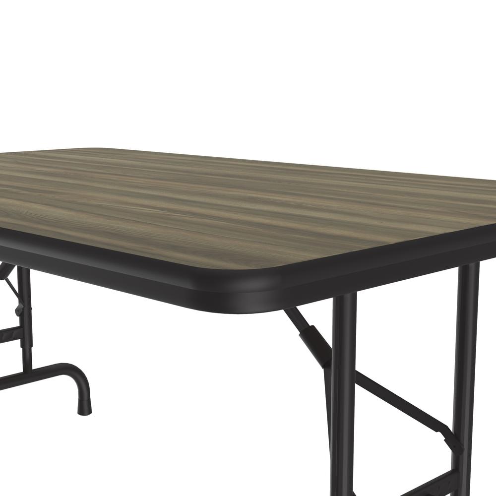 Adjustable Height High Pressure Top Folding Table 30x48", RECTANGULAR COLONIAL HICKORY, BLACK. Picture 6