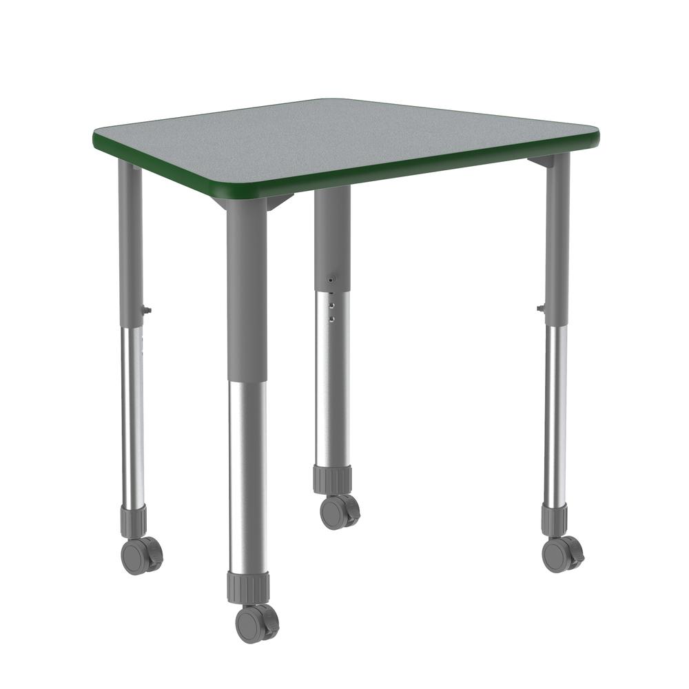 Commercial Lamiante Top Collaborative Desk with Casters, 33x23", TRAPEZOID, GRAY GRANITE GRAY/CHROME. Picture 1