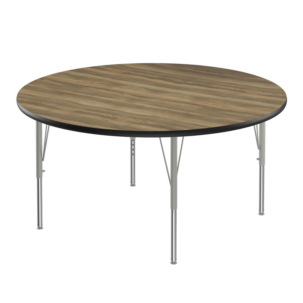 Deluxe High-Pressure Top Activity Tables, 48x48", ROUND COLONIAL HICKORY SILVER MIST. Picture 1