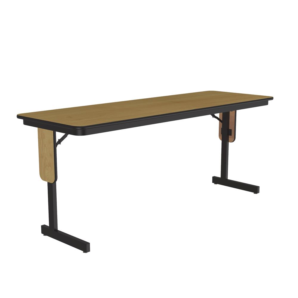 Deluxe High-Pressure Folding Seminar Table with Panel Leg, 24x60", RECTANGULAR, FUSION MAPLE BLACK. Picture 1