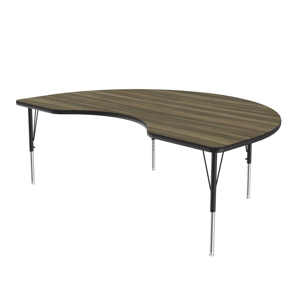 Deluxe High-Pressure Top Activity Tables, 48x72" KIDNEY, COLONIAL HICKORY BLACK/CHROME. Picture 1