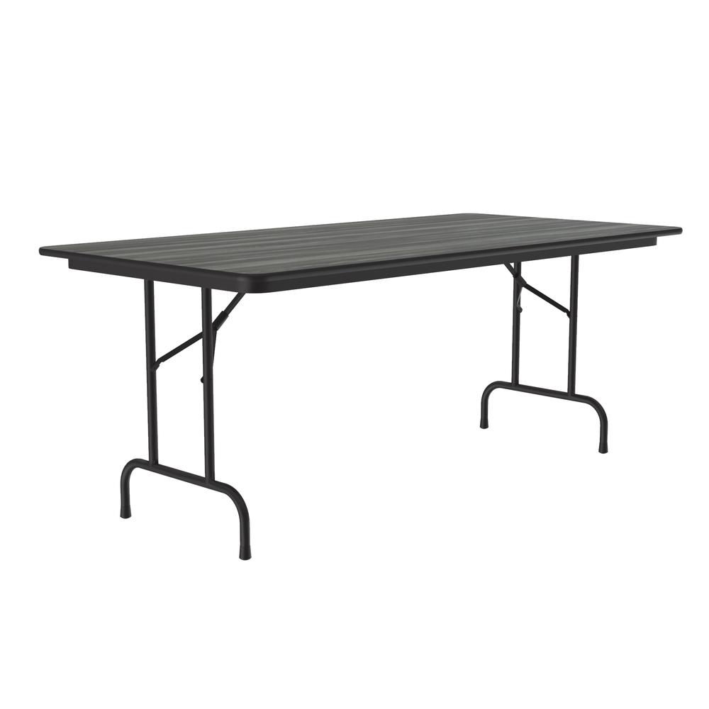 Deluxe High Pressure Top Folding Table 36x96" RECTANGULAR, NEW ENGLAND DRIFTWOOD, BLACK. Picture 3