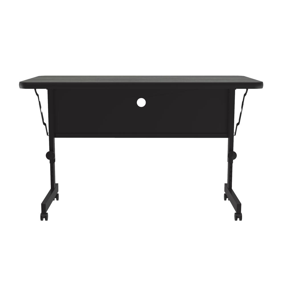 Deluxe High Pressure Top Flip Top Table 24x48", RECTANGULAR, NEW ENGLAND DRIFTWOOD, BLACK. Picture 2