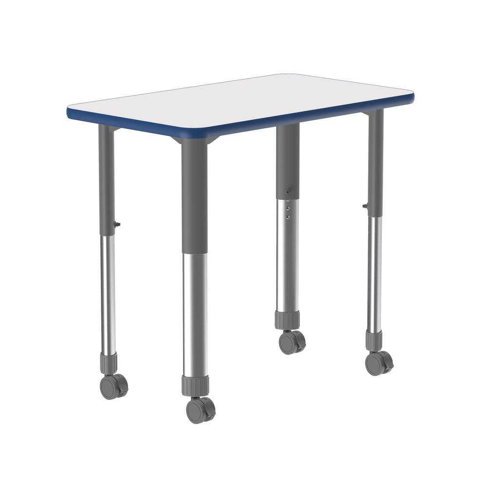 Markerboard-Dry Erase High Pressure Collaborative Desk with Casters 34x20" RECTANGULAR, FROSTY WHITE GRAY/CHROME. Picture 1