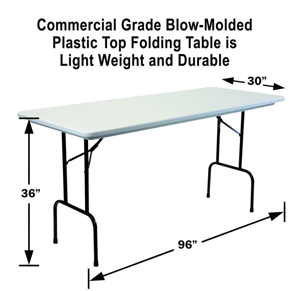36" Counter Height Commerical Grade Blow-Molded Plastic Folding Table 30x96" RECTANGULAR, GRAY GRANITE BLACK. Picture 6