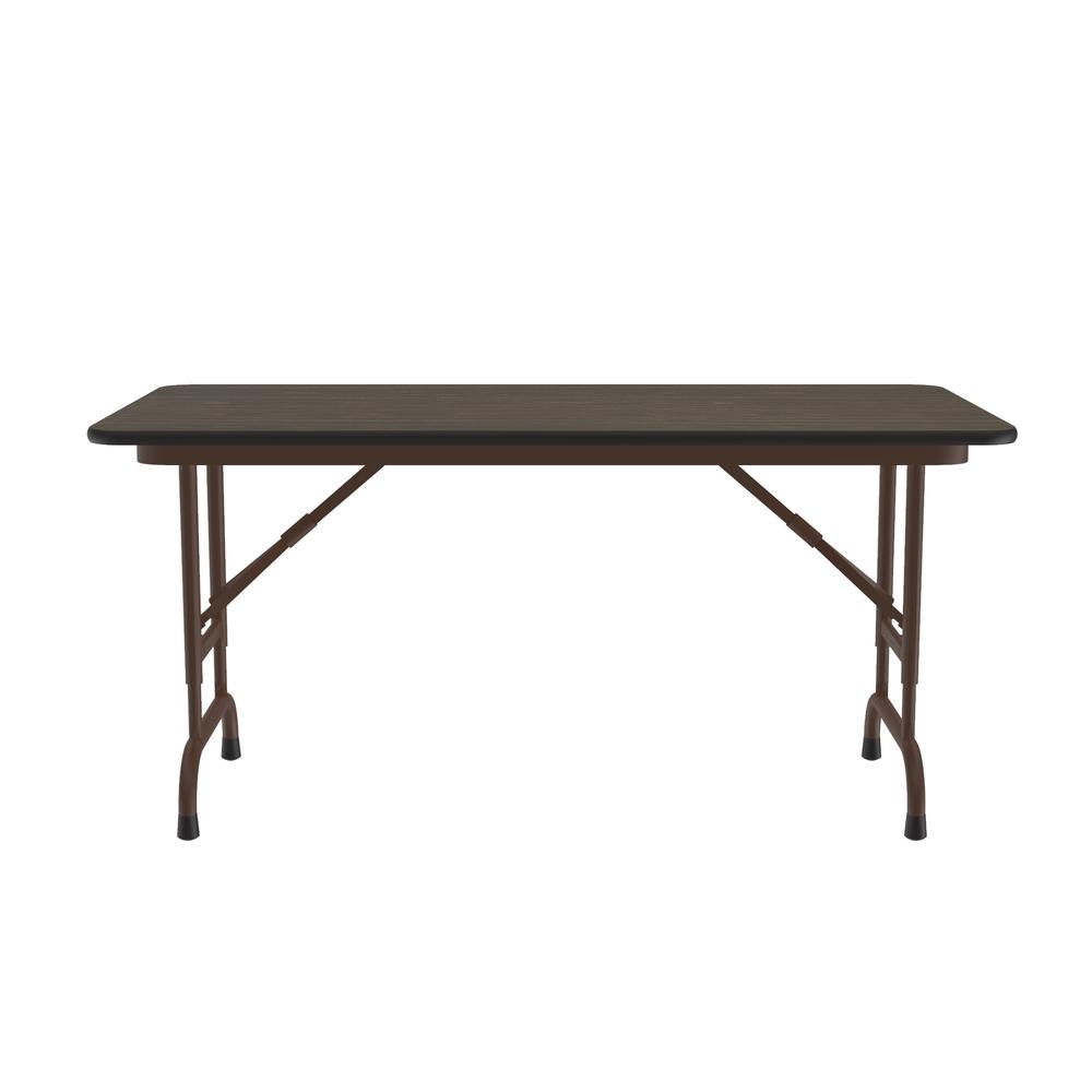 Adjustable Height Econoline Melamine Top Folding Table, 24x48", RECTANGULAR WALNUT BROWN. Picture 4