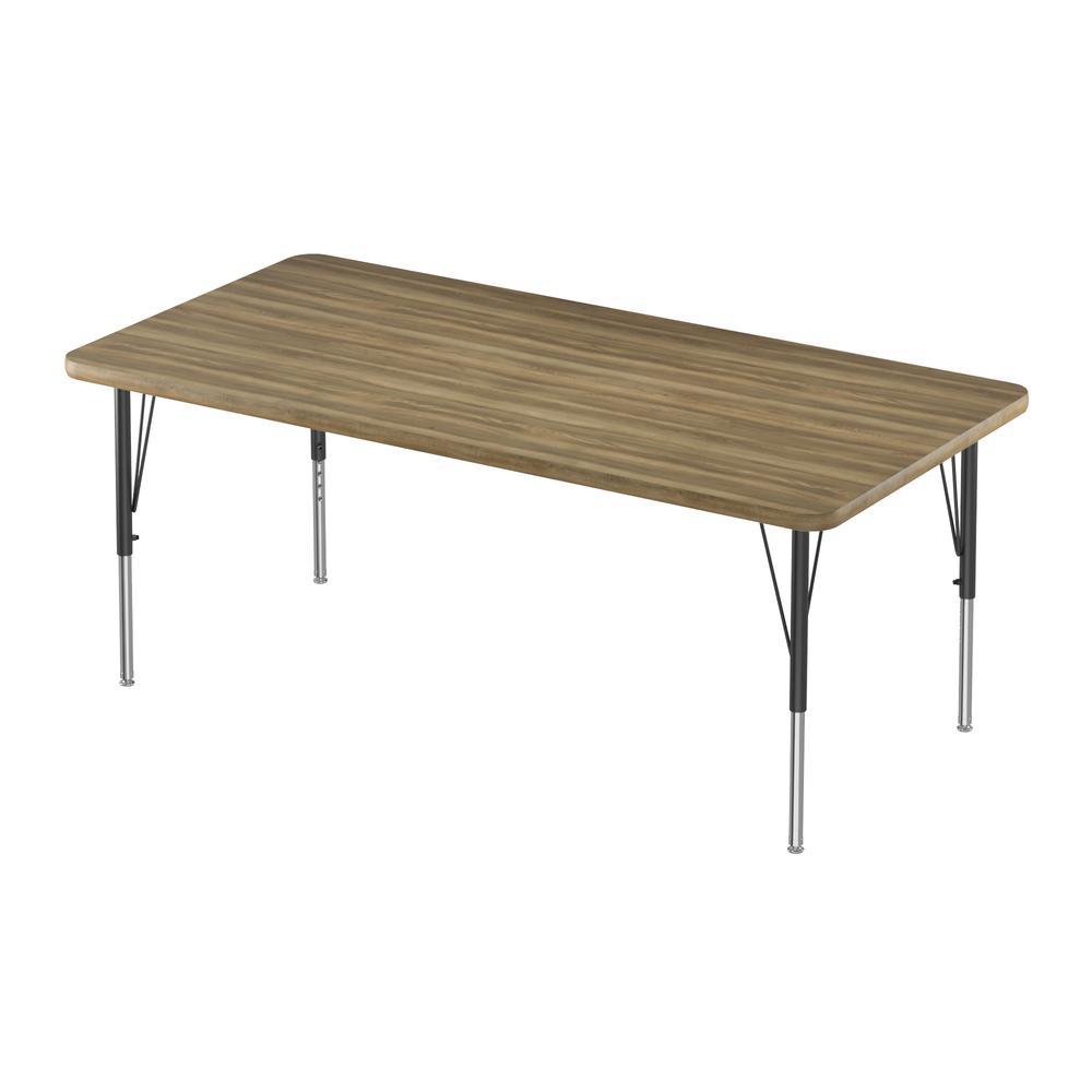 Deluxe High-Pressure Top Activity Tables, 30x72", RECTANGULAR, COLONIAL HICKORY, BLACK/CHROME. Picture 7