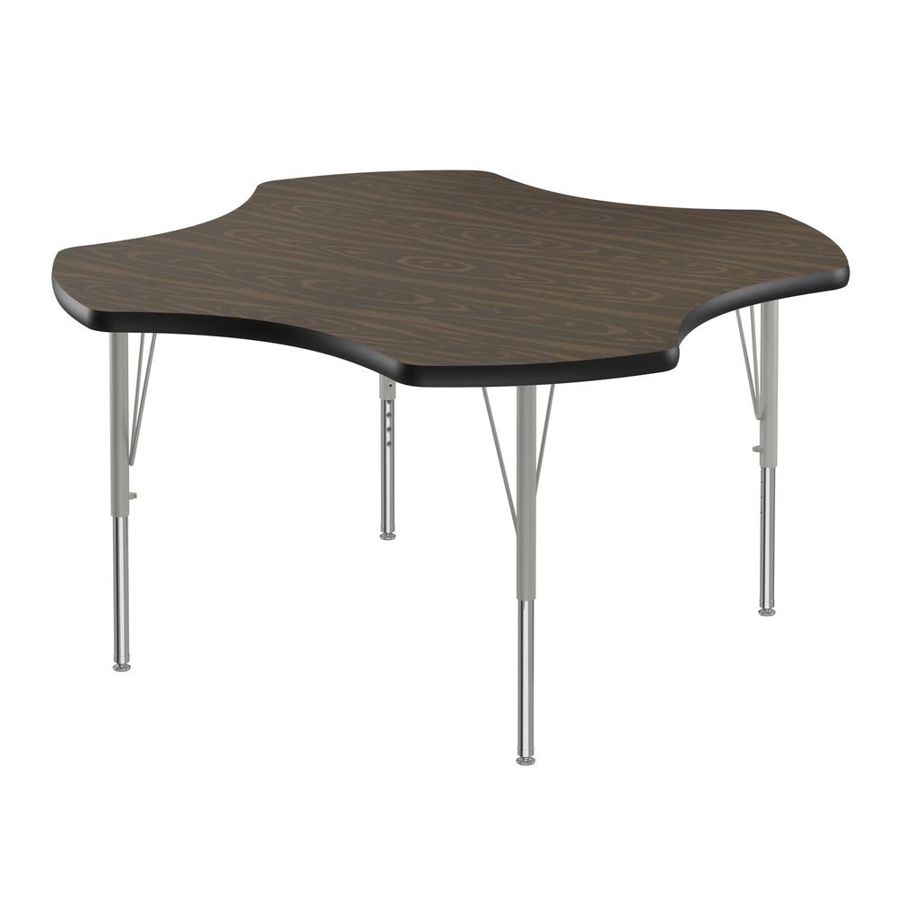 Deluxe High-Pressure Top Activity Tables 48x48", CLOVER WALNUT SILVER MIST. Picture 1