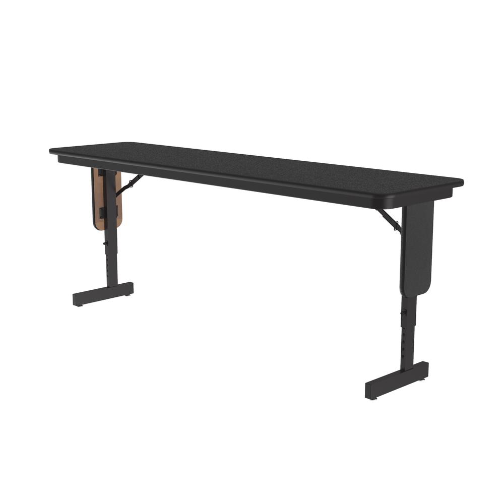 Adjustable Height Commercial Laminate Folding Seminar Table with Panel Leg 18x72", RECTANGULAR, BLACK GRANITE, BLACK. Picture 3