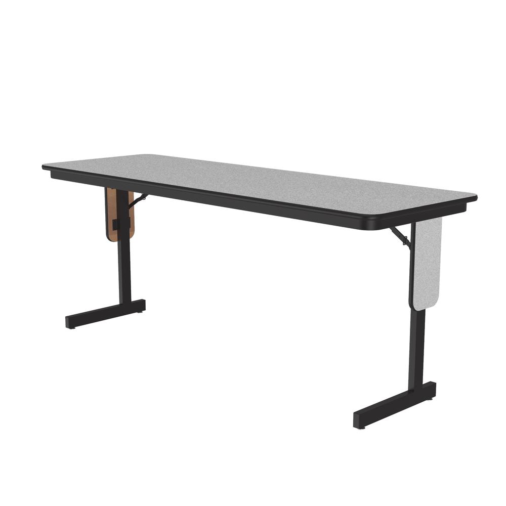 Deluxe High-Pressure Folding Seminar Table with Panel Leg 24x72", RECTANGULAR, FUSION MAPLE, BLACK. Picture 1
