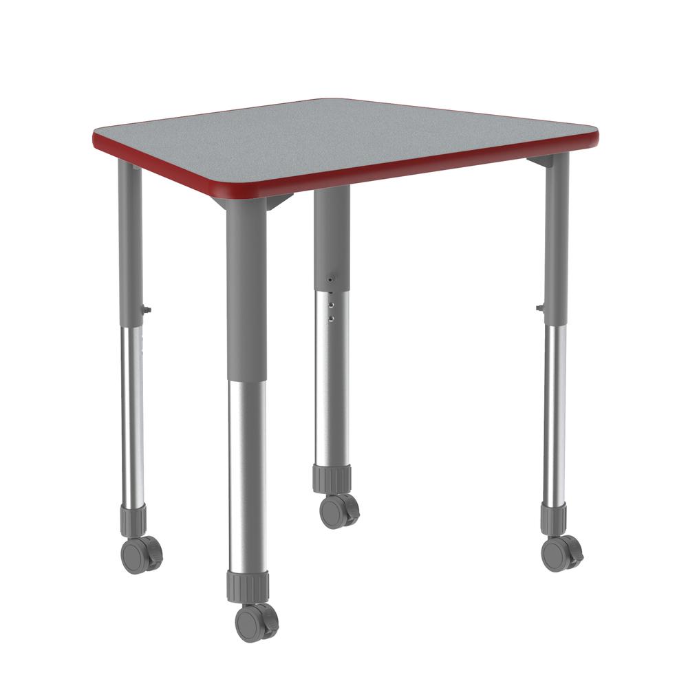 Commercial Lamiante Top Collaborative Desk with Casters 33x23", TRAPEZOID, GRAY GRANITE, GRAY/CHROME. Picture 6