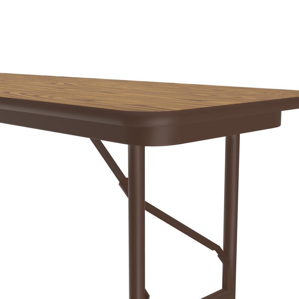 Deluxe High Pressure Top Folding Table, 18x48", RECTANGULAR, MED OAK BROWN. Picture 3