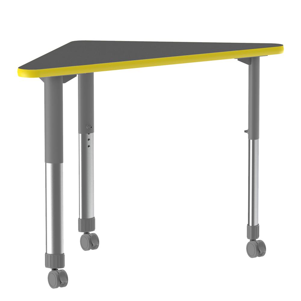 Commercial Lamiante Top Collaborative Desk with Casters 41x23", WING, BLACK GRANITE, GRAY/CHROME. Picture 1